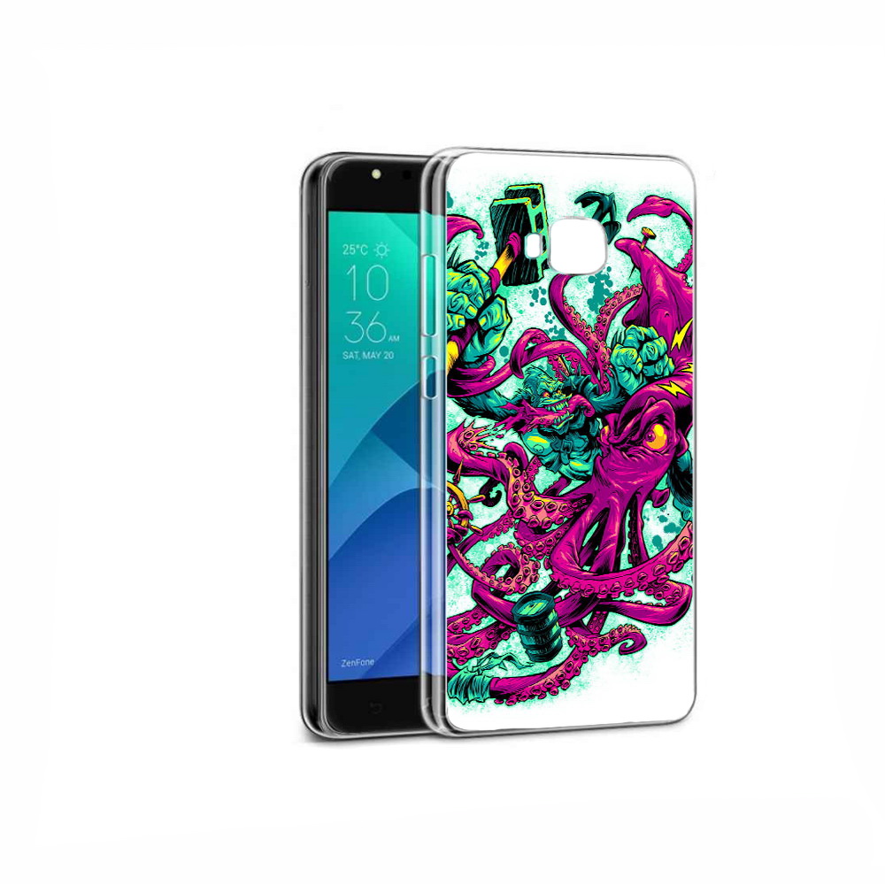 

Чехол MyPads Tocco для Asus ZenFone 4 Selfie фиолетовый кракен, Прозрачный, Tocco