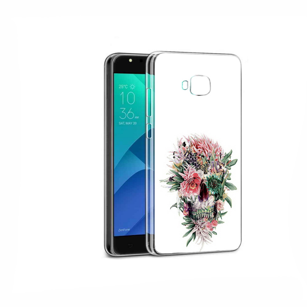 

Чехол MyPads Tocco для Asus ZenFone 4 Selfie череп из цветов, Прозрачный, Tocco