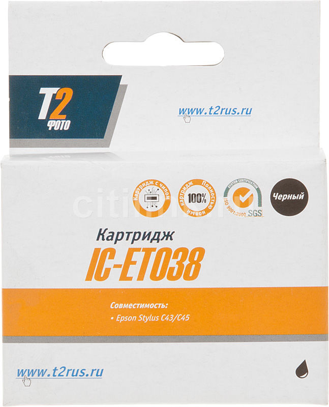 T2 Картридж T2 IC-ET038 C13T038140 для Epson St C43/C45 черный