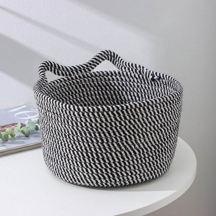 фото Доляна корзина для хранения плетёная доляна «кэтс», 26×26×15,5 см, цвет чёрно-белый