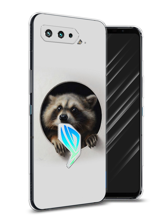 

Чехол Awog на Asus ROG Phone 5S "Любопытный енот", Коричневый;черный;белый, 44550-1