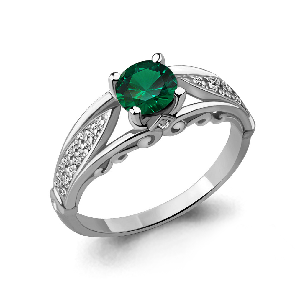 

Кольцо из серебра с изумрудом р.  Aquamarine 63975Г_925_р, 63975Г_925_р