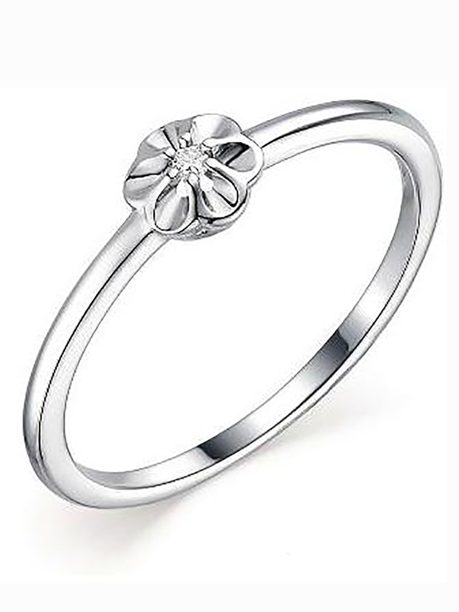 

Кольцо Цветок с 1 бриллиантом из серебра р. 15,5 Алкор серебро 01-1843_000Б-00, 01-1843_000Б-00
