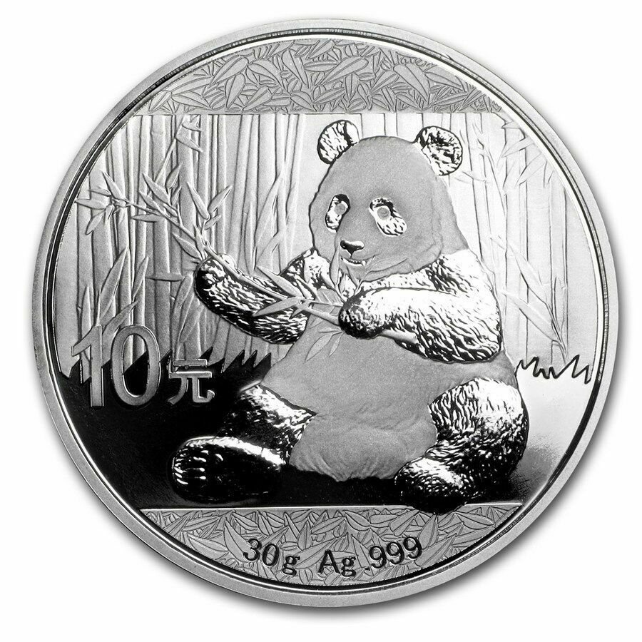 

Серебряная монета 10 юаней 999 пробы 30 г чистого серебра. Панда. Китай, 2017 г. в. Proof