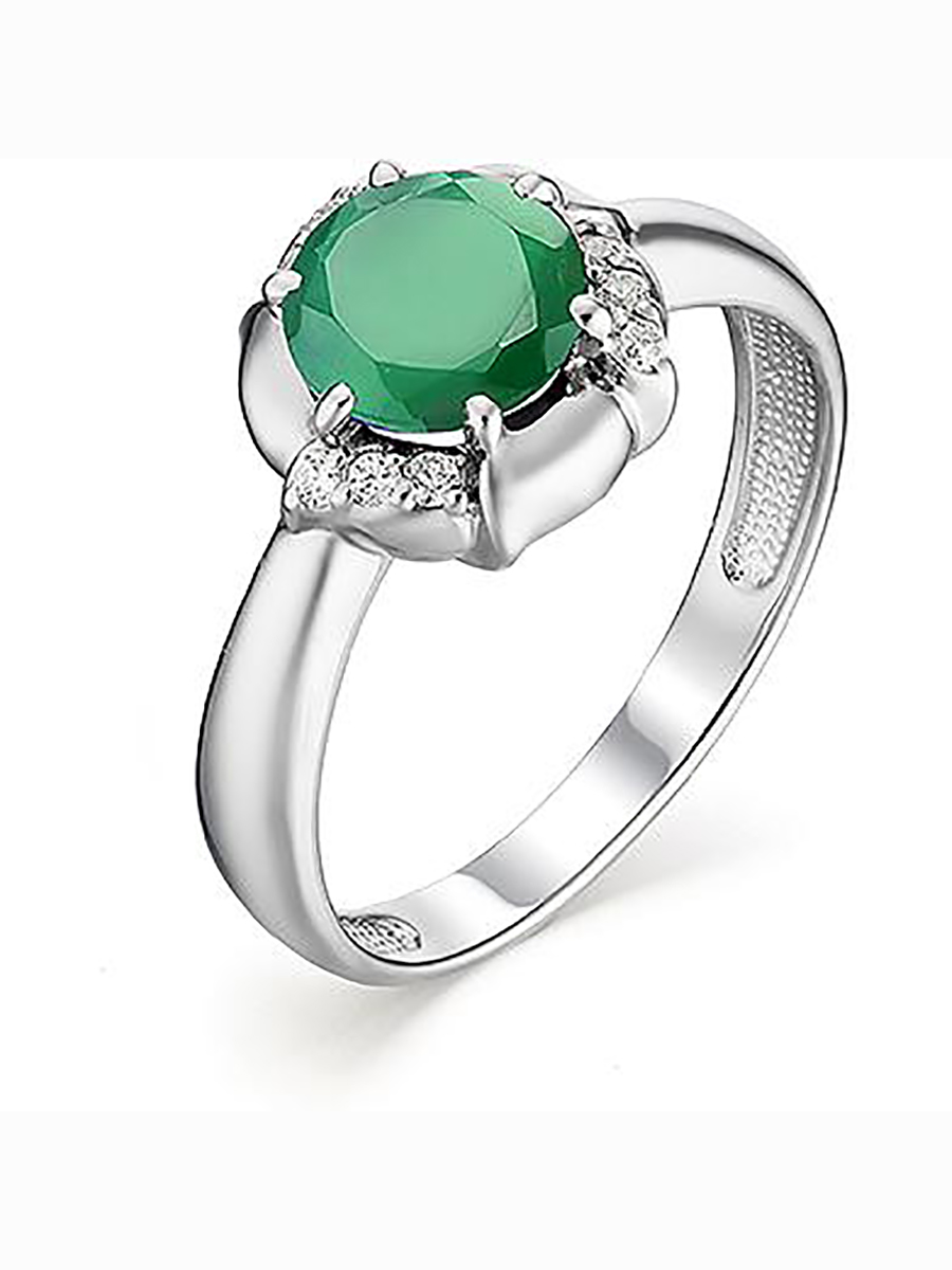 

Кольцо с агатом и фианитами из серебра р. 16 Алкор серебро 01-1342_00АГ-00, 01-1342_00АГ-00