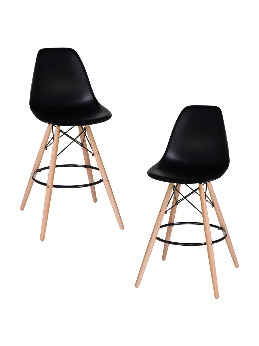 

Барный стул DOBRIN DSW BAR 2 шт ножки светлый бук сиденья чёрный, DSW BAR