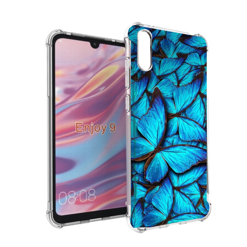 Чехол бампер MyPads бирюзовые бабочки для Huawei Enjoy 9