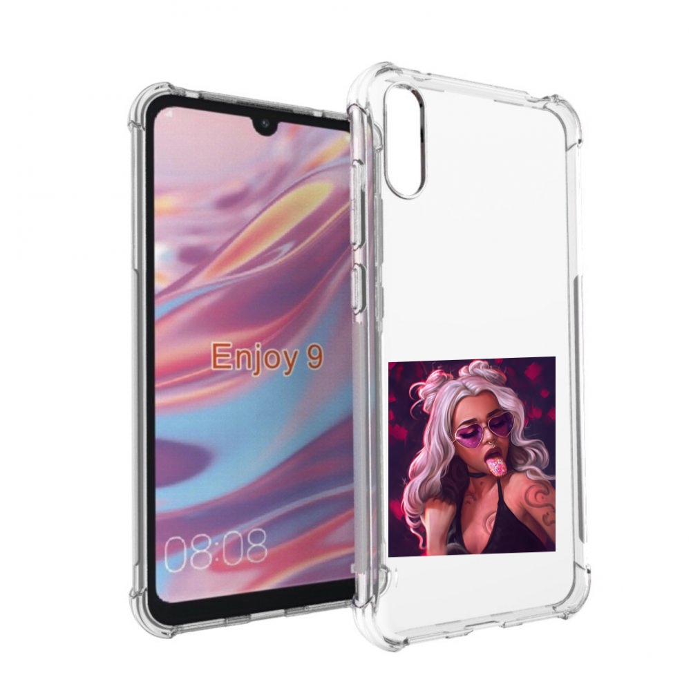 

Чехол бампер MyPads блестящий-язык женский для Huawei Enjoy 9, Прозрачный, Tocco