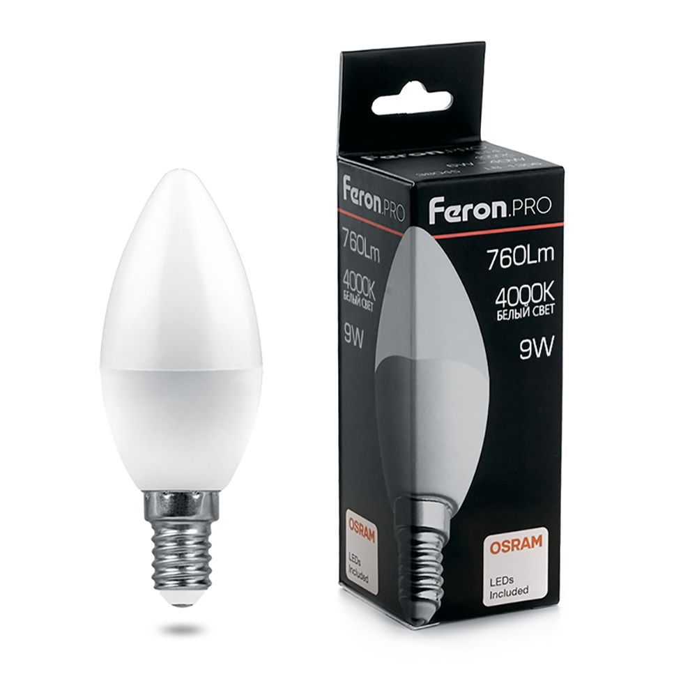 

Лампочка светодиодная FERON LB-1309, 9Вт E14 230V 10 шт, 38060, LB-1309