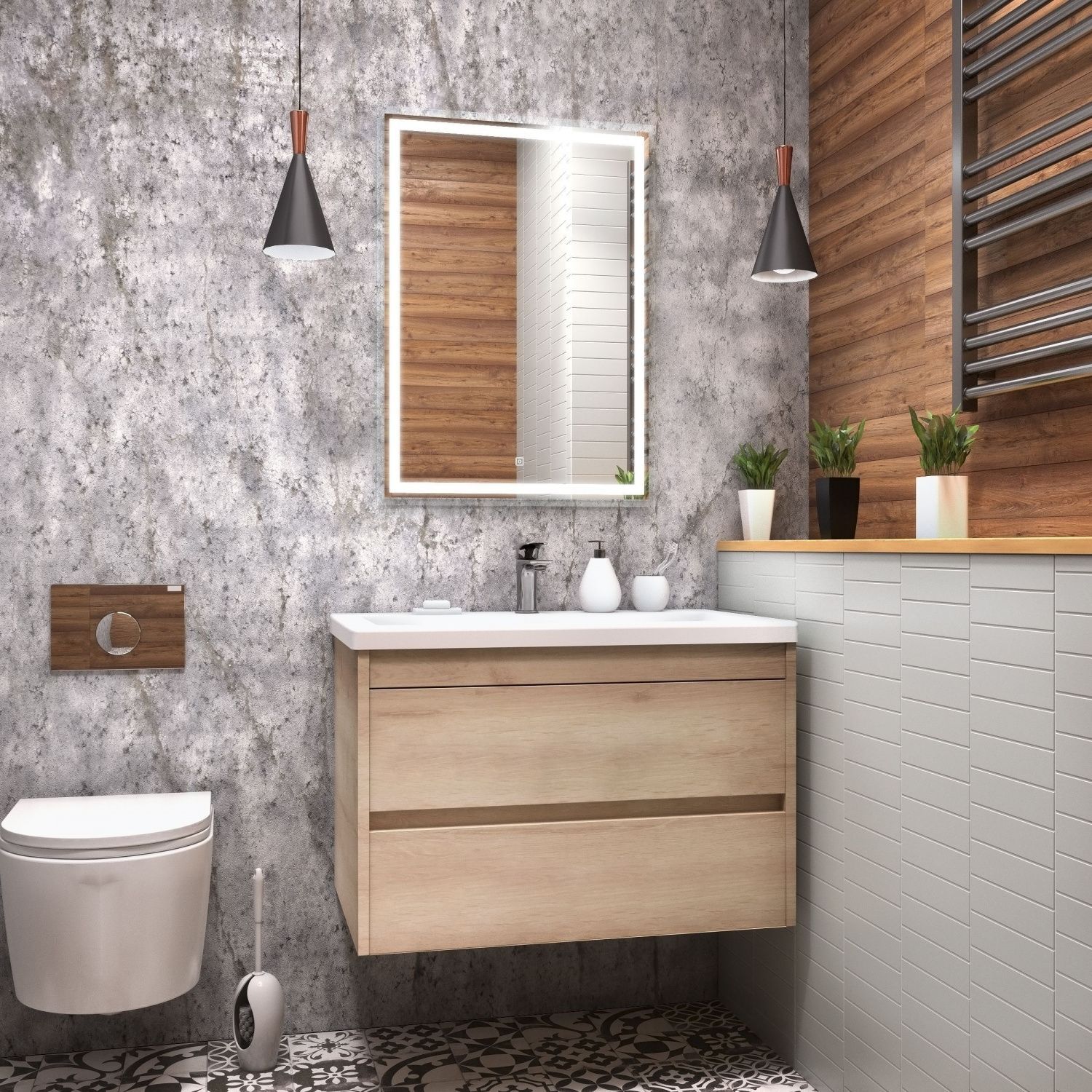

Art&Max Мебель для ванной Art&Max Family-900-2C-SO-PB Pino Bianco, подвесная