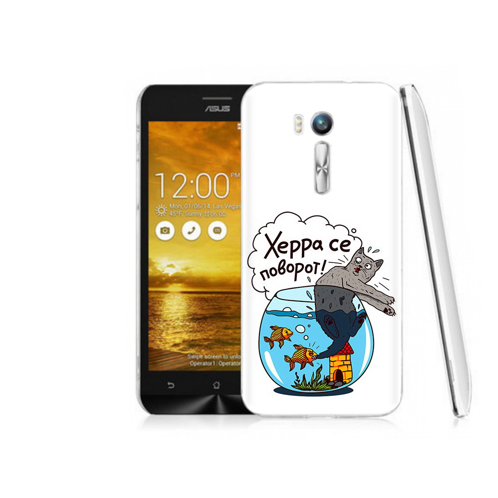 

Чехол MyPads Tocco для Asus ZenFone Go (ZB551KL) Рыбы с котом, Прозрачный, Tocco