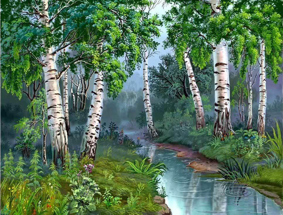 

Картина по номерам Paintboy Ручей в березовой роще, 40x50, Ручей в березовой роще