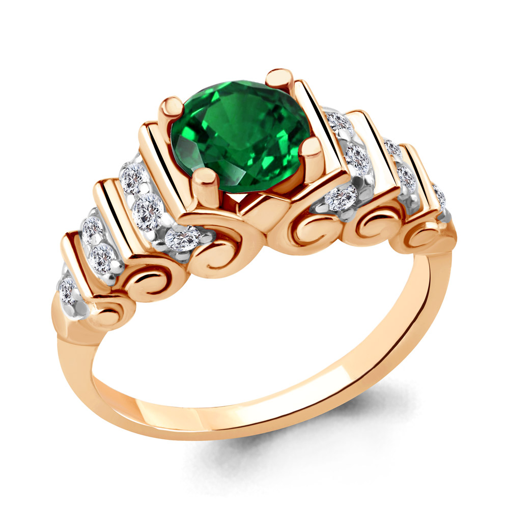 

Кольцо из серебра с изумрудом р. 18 Aquamarine 63981Г_925_з, 63981Г_925_з