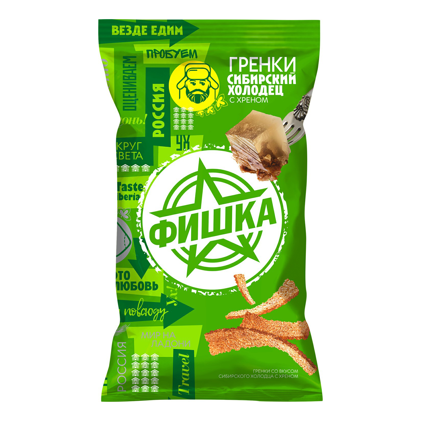 

Гренки ржано-пшеничные Фишка Сибирский холодец и хрен 120 г