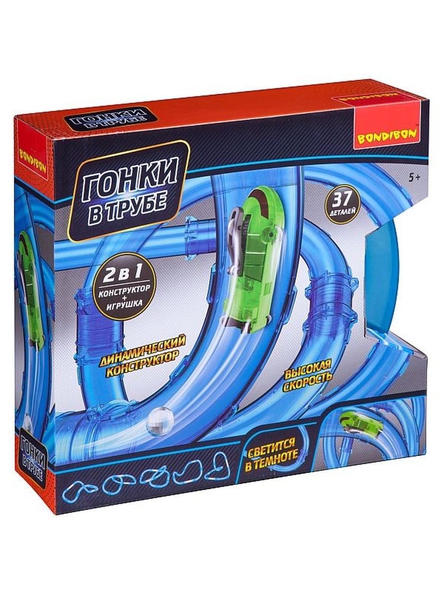 

Развлекательные игры Bondibon Гонки в трубе, 37 деталей, BOX 40,5х10х36,5 см