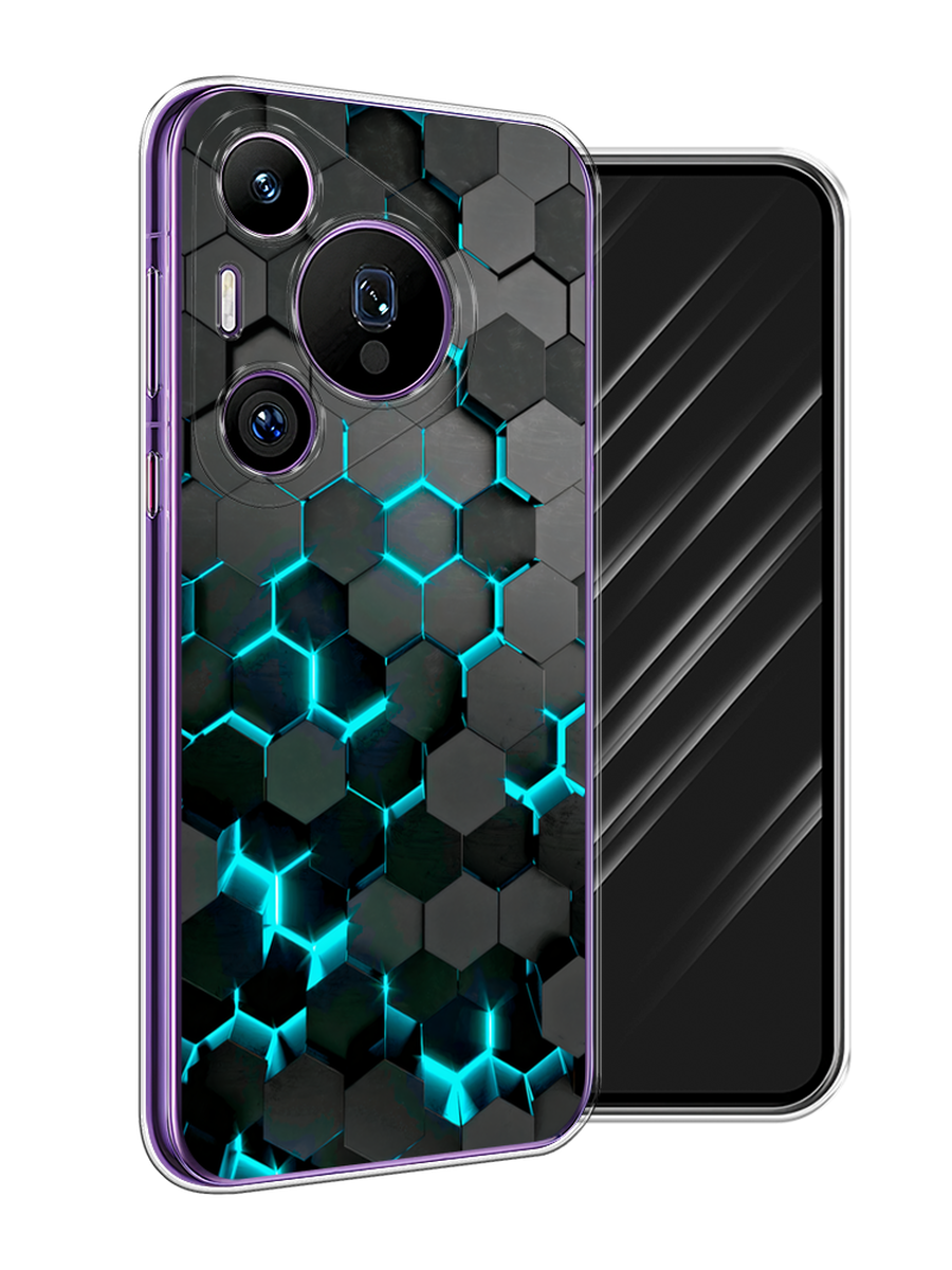 

Чехол Awog на Huawei Pura 70 Pro/70 Pro Plus "Соты бирюзовые", Черный;бирюзовый;синий, 6124450-1