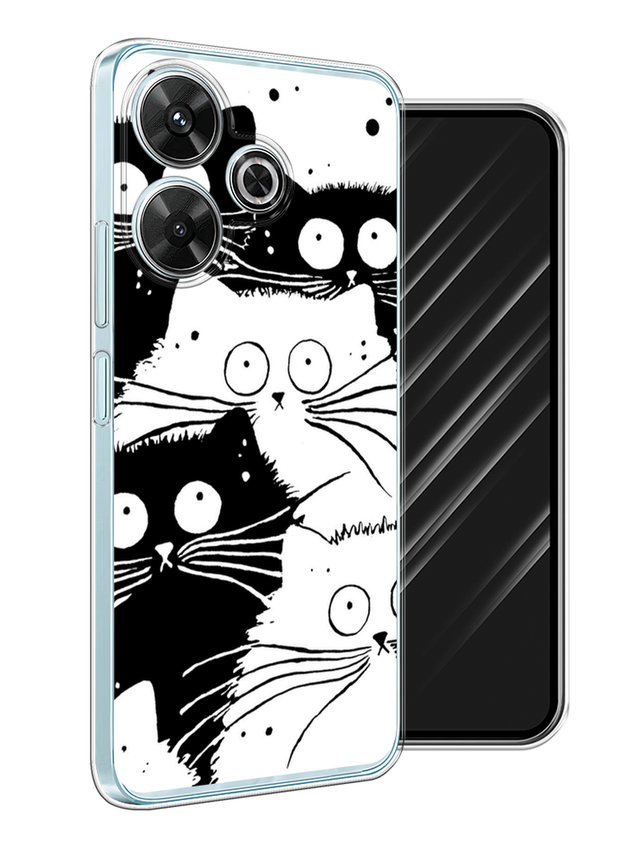 

Чехол Awog на Xiaomi Redmi Note 13R/Redmi 13/Poco M6 4G "Коты черно-белые", Черный;белый, 322550-1
