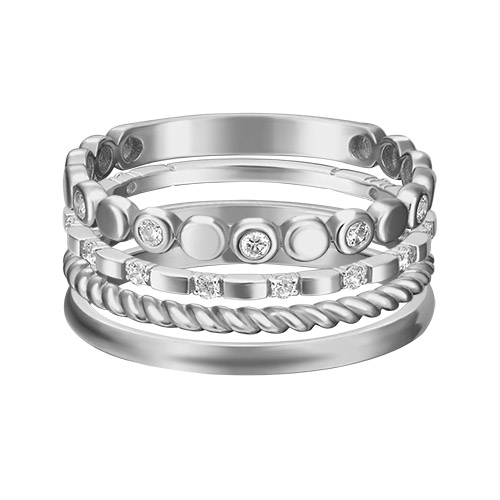 

Кольцо наборное из белого золота р. 17,5 PLATINA jewelry 13-0005-00-401-1120-48, фианит, 13-0005-00-401-1120-48