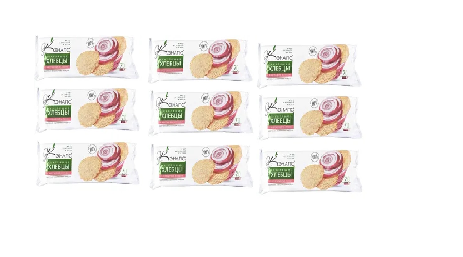 Хлебцы Кэнапс хрустящие с клетчаткой и луком, 70 г х 9 шт