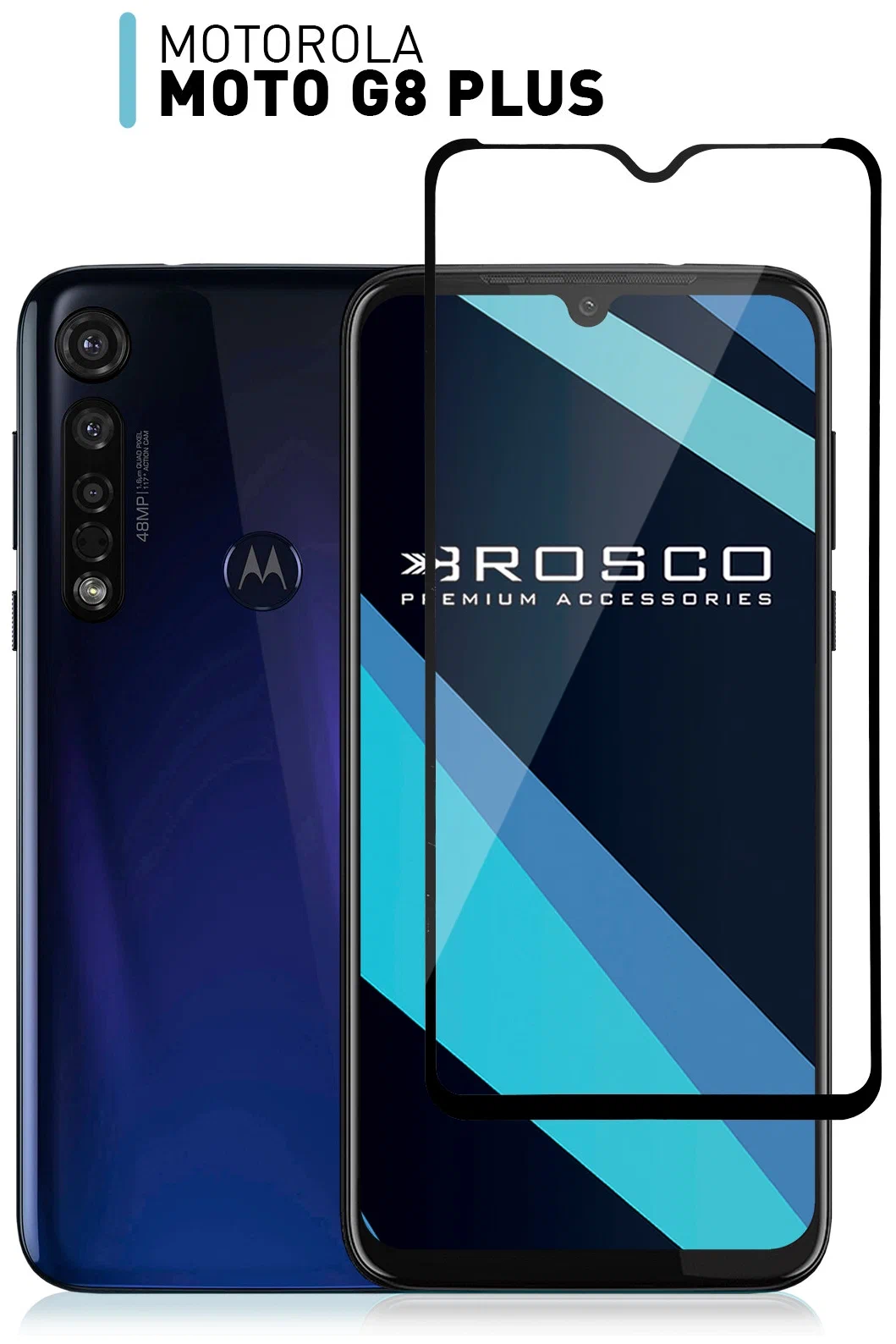 

Защитное стекло Brosco для Moto G8 Plus, черное