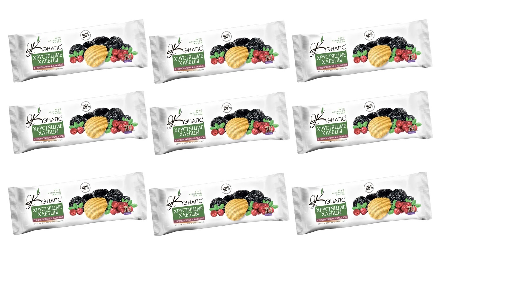 Хлебцы Кэнапс пшеничные с черносливом и клюквой, 70 г х 9 шт