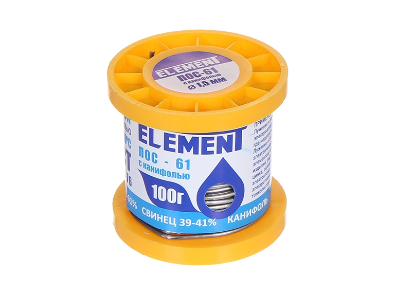 

Припой с канифолью Element ПОС-61 100g 1.5mm 17464