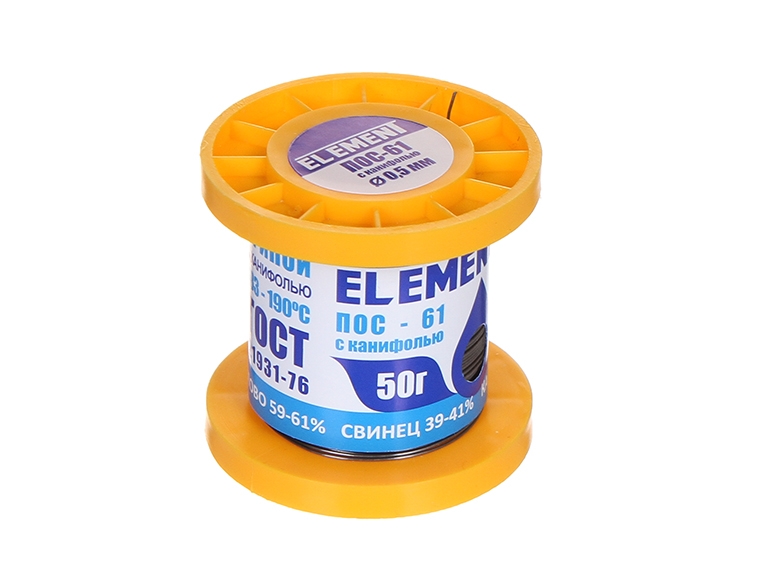 

Припой с канифолью Element ПОС-61 50g 0.5mm 17460