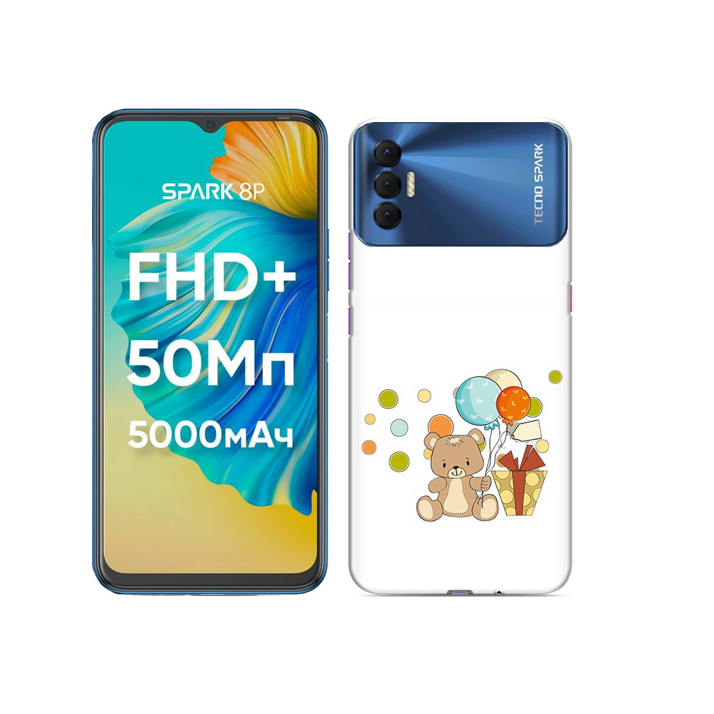 

Чехол MyPads Tocco для Tecno Spark 8P медвеженок с подарком, Прозрачный, Tocco