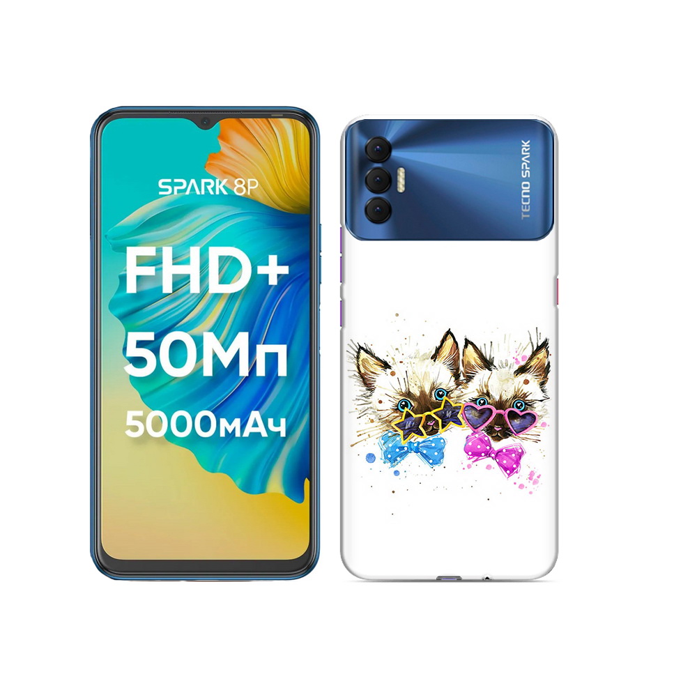 

Чехол MyPads Tocco для Tecno Spark 8P милые котята, Прозрачный, Tocco