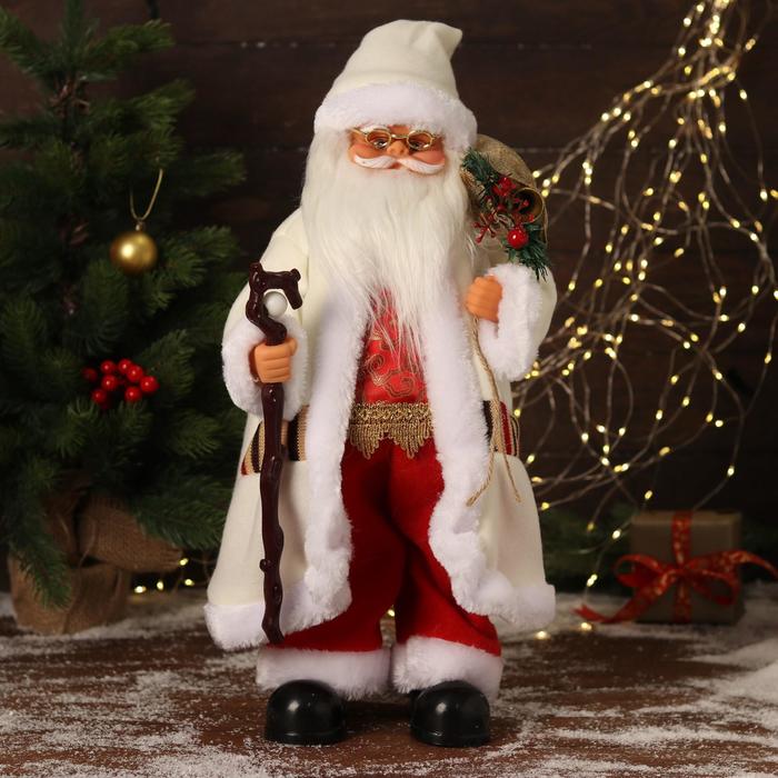 Новогодняя фигурка Зимнее волшебство Дед Мороз в белом костюмчике 6938382 20x18x50 см
