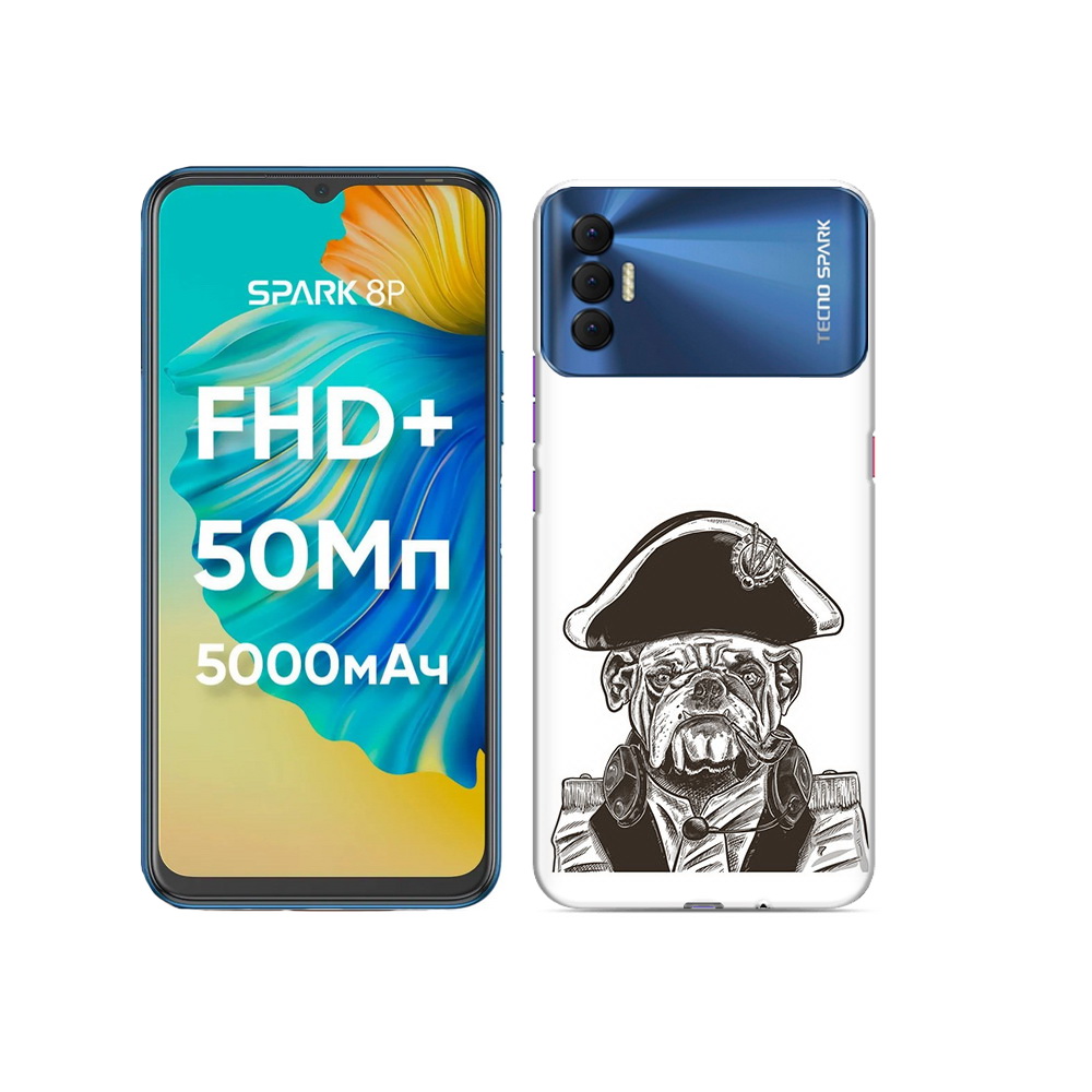 

Чехол MyPads Tocco для Tecno Spark 8P мопс генерал, Прозрачный, Tocco