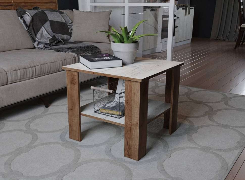 

Стол журнальный стол "Консул-9" Дуб крафт табачный / Дуб крафт белый