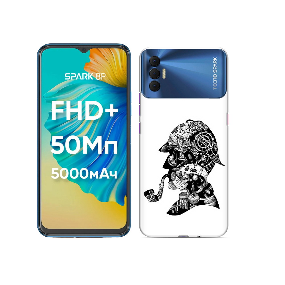 

Чехол MyPads Tocco для Tecno Spark 8P мужчина с трубкой абстракция, Прозрачный, Tocco