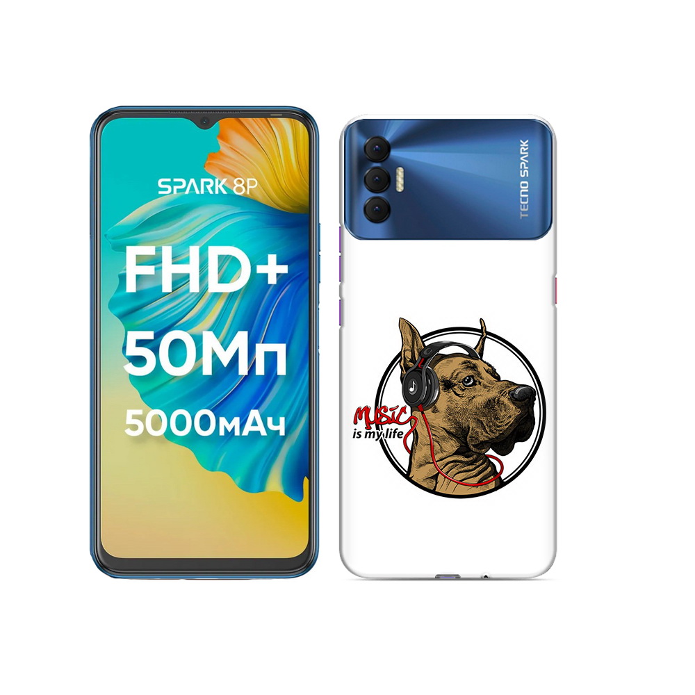 

Чехол MyPads Tocco для Tecno Spark 8P музыкальная собака, Прозрачный, Tocco