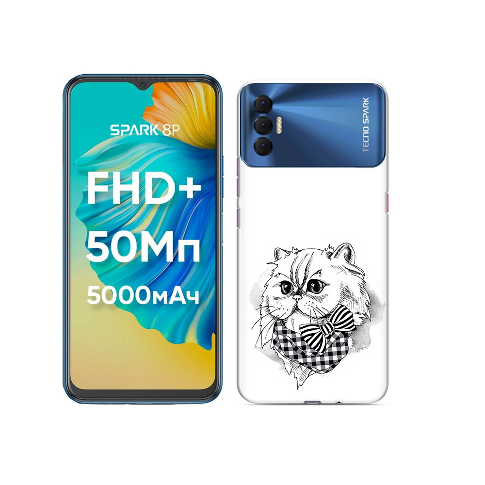 

Чехол MyPads Tocco для Tecno Spark 8P нарисованная красивая кошечка, Прозрачный, Tocco