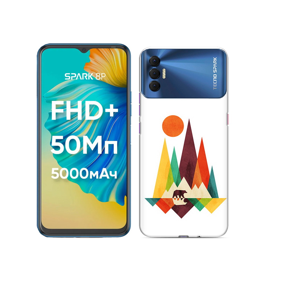 

Чехол MyPads Tocco для Tecno Spark 8P нарисованные горы с медведем, Прозрачный, Tocco