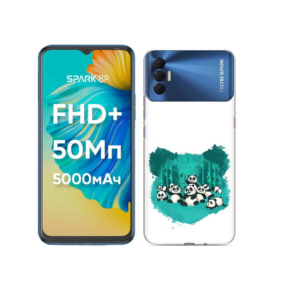 

Чехол MyPads Tocco для Tecno Spark 8P нарисованные панды, Прозрачный, Tocco