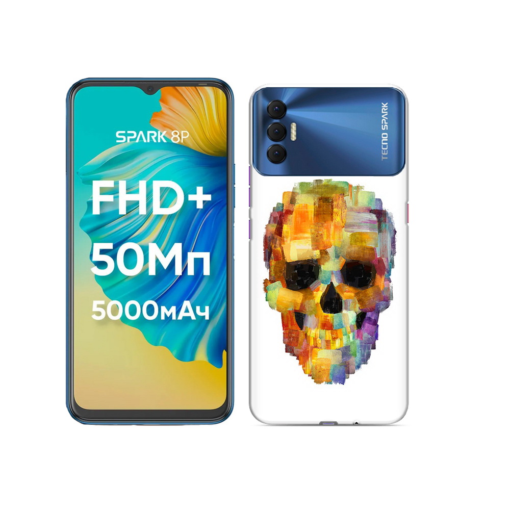 

Чехол MyPads Tocco для Tecno Spark 8P нарисованный череп, Прозрачный, Tocco