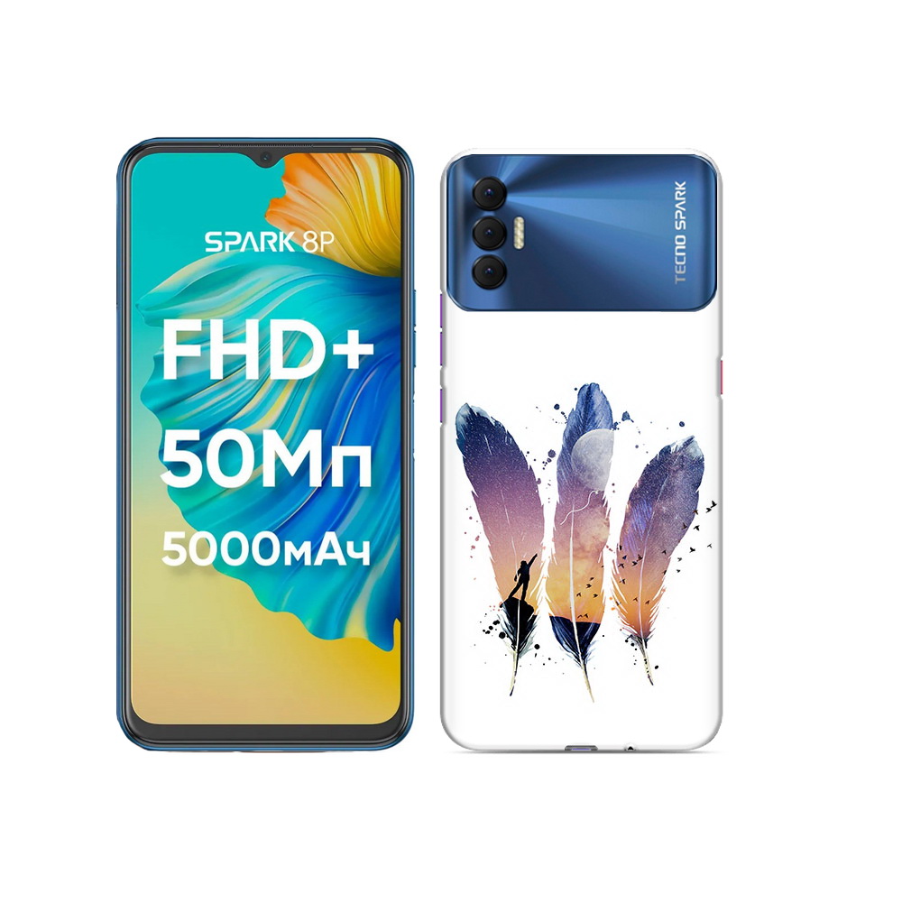 

Чехол MyPads Tocco для Tecno Spark 8P небесные перья, Прозрачный, Tocco