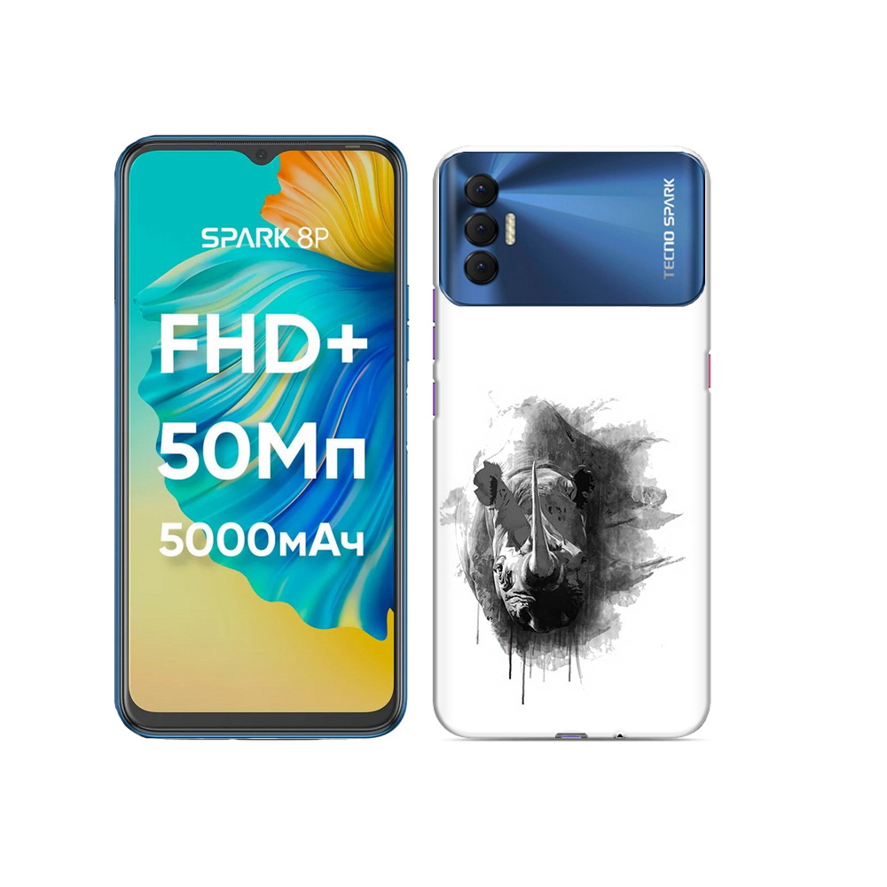 

Чехол MyPads Tocco для Tecno Spark 8P носорог, Прозрачный, Tocco
