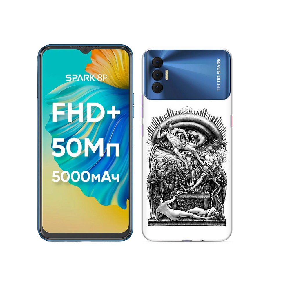 

Чехол MyPads Tocco для Tecno Spark 8P оракул черно белый, Прозрачный, Tocco