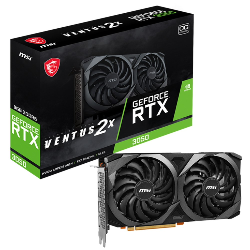 

Видеокарта MSI NVIDIA GeForce RTX 3050 VENTUS 2X (RTX 3050 VENTUS 2X 8G OCV1), Черный, GeForce RTX 3050 VENTUS 2X