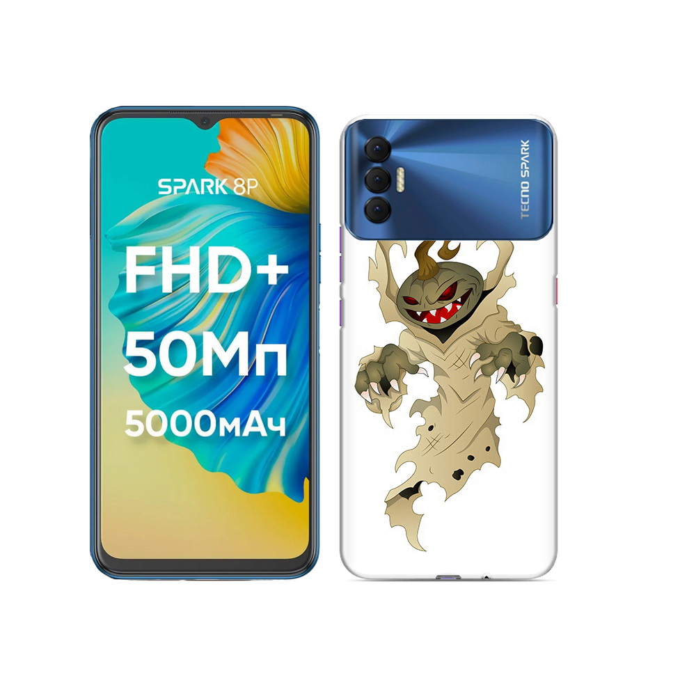 

Чехол MyPads Tocco для Tecno Spark 8P призрак хэллоуина, Прозрачный, Tocco