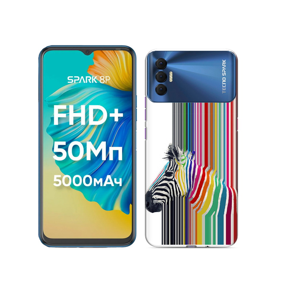 

Чехол MyPads Tocco для Tecno Spark 8P радужная зебра, Прозрачный, Tocco