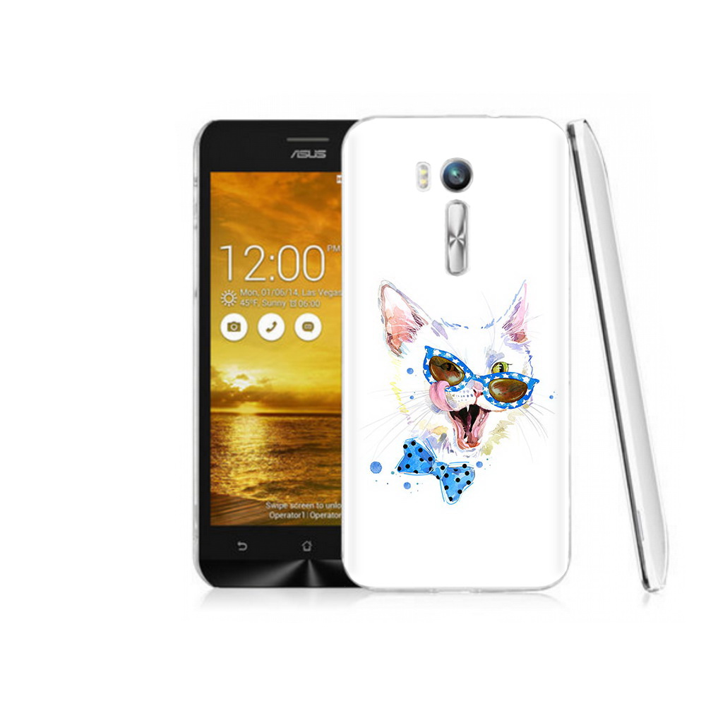 

Чехол MyPads Tocco для Asus ZenFone Go (ZB551KL) белый кот, Прозрачный, Tocco