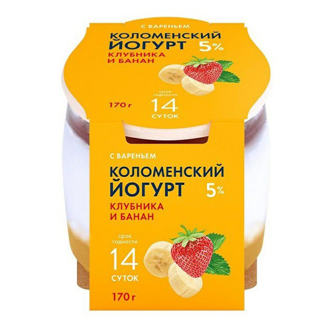 фото Йогурт коломенский клубника-банан 5% бзмж 170 г