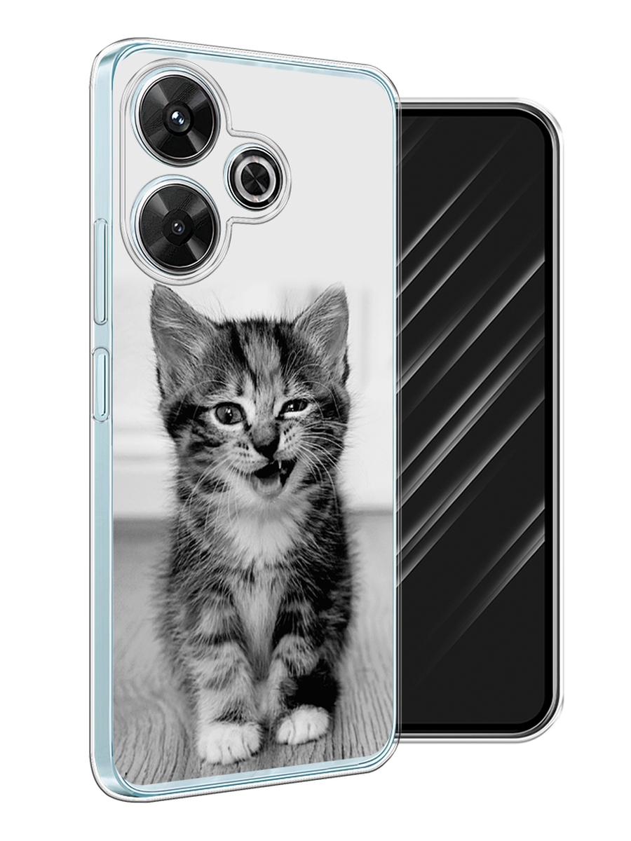 

Чехол Awog на Xiaomi Redmi Note 13R/Redmi 13/Poco M6 4G "Подмигивающий котенок", Черный;серый, 322550-1