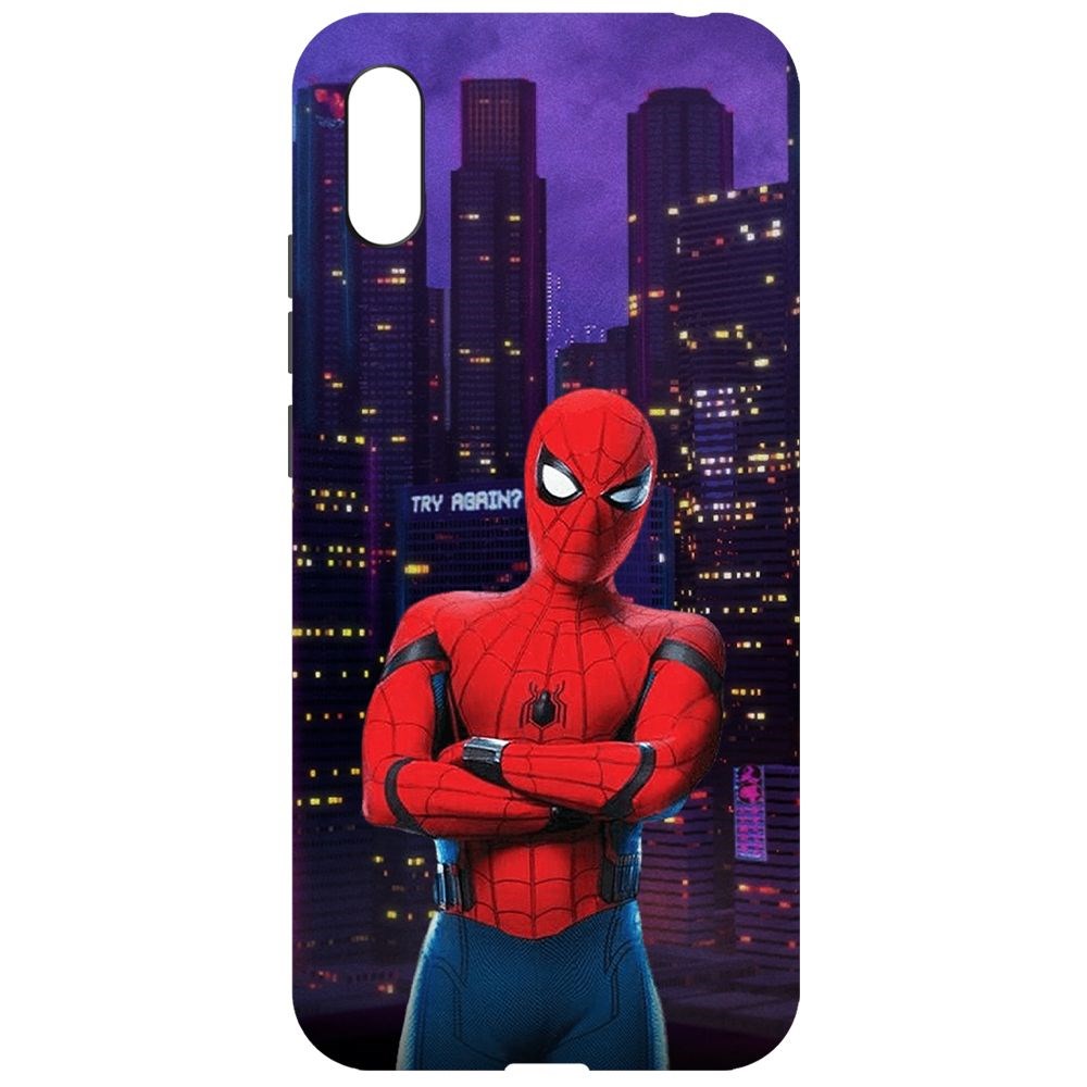 

Чехол-накладка Krutoff Soft Case Человек-Паук. На крыше для Xiaomi Redmi 9A черный