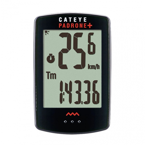 Велокомпьютер CAT EYE Padrone+, 6 функций БЕСПРОВОДНОЙ с подсветкой, увелич диспл. черный