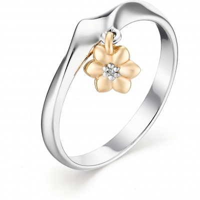 

Кольцо с 1 бриллиантом из серебра и золота р. 16,5 Алкор серебро 01-1256_005Б-00, 01-1256_005Б-00